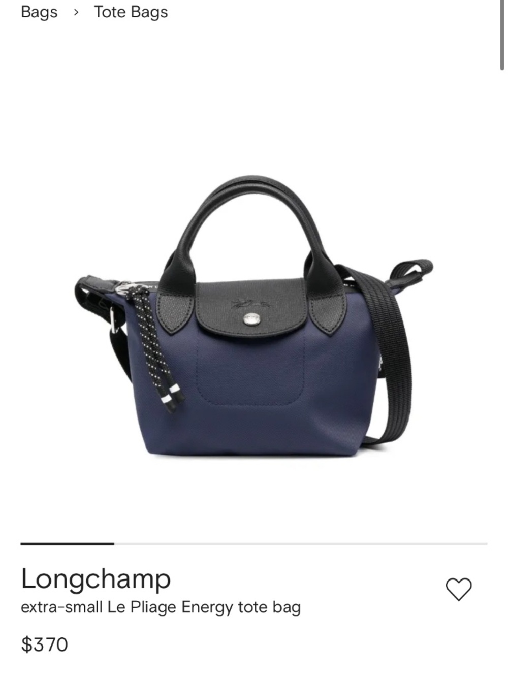 Longchamp extra-small Le Pliage Energy tote bag Navy Blue